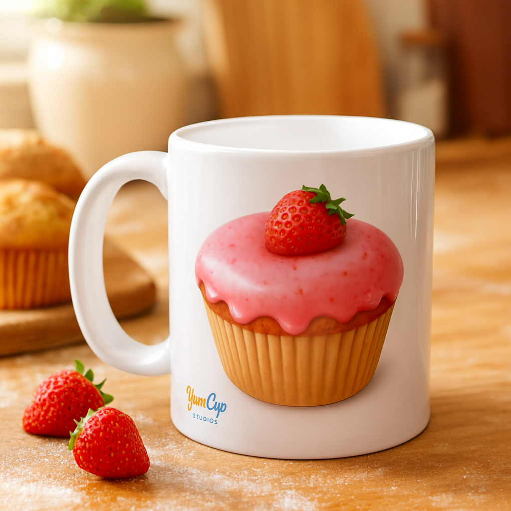 Muffin Erdbeere┃Tasse weis
